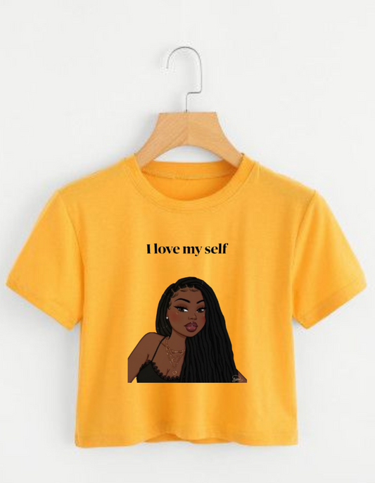 “I Love Myself” Graphic Crop Top – Bold Statement, Everyday Comfort