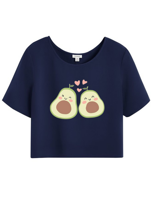 Avocado Love Crop Top – Cute Couple Print |